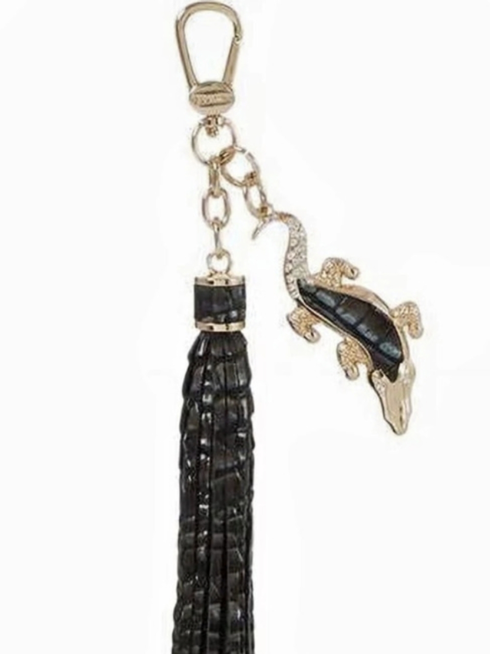 🖤▪️Brahmin▪️ Black Nocturnal Crocodile-embossed Tassle Key Chain Or Bag Charm